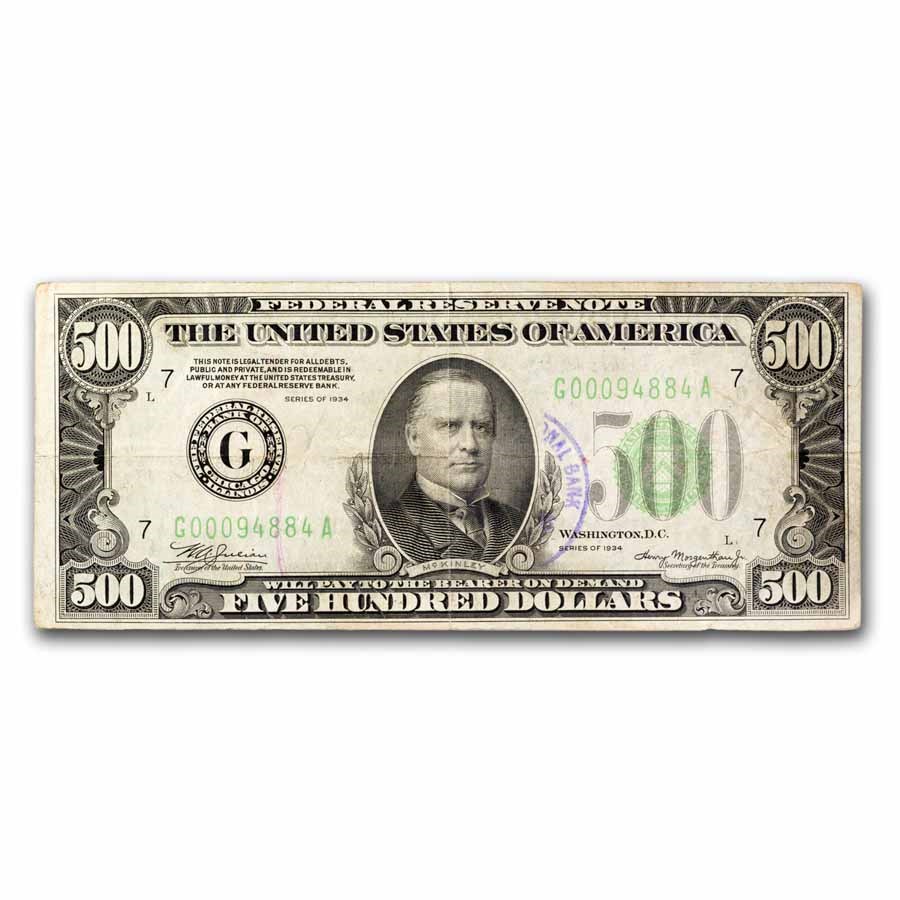 1934 (G-Chicago) $500 FRN VF (Fr#2201-G) Net