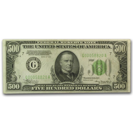 1934 (G-Chicago) $500 FRN XF (Fr#2201-G) LGS 1934 (G-Chicago) $500 FRN XF (Fr#2201-G) LGS