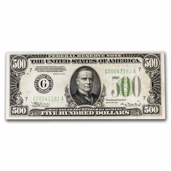 1934 (G-Chicago) $500 FRN XF (Fr#2201-G) 1934 (G-Chicago) $500 FRN XF (Fr#2201-G)