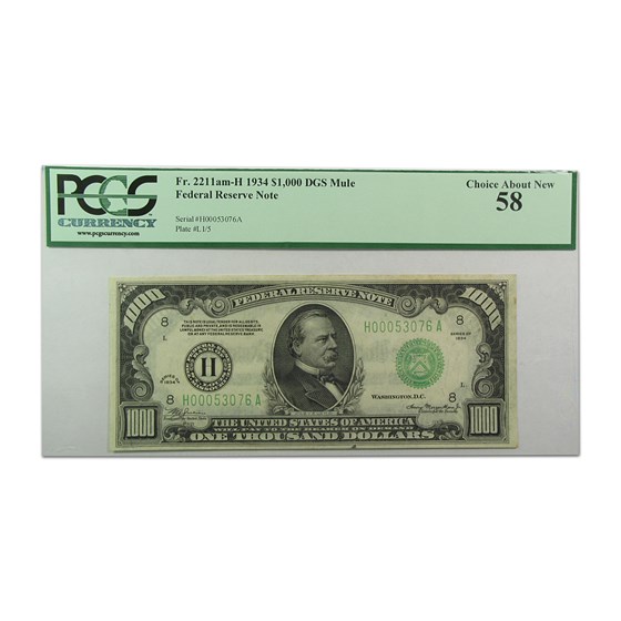 1934 (H-St. Louis) $1,000 FRN Ch About New-58 PCGS 1934 (H-St. Louis) $1,000 FRN Ch About New-58 PCGS