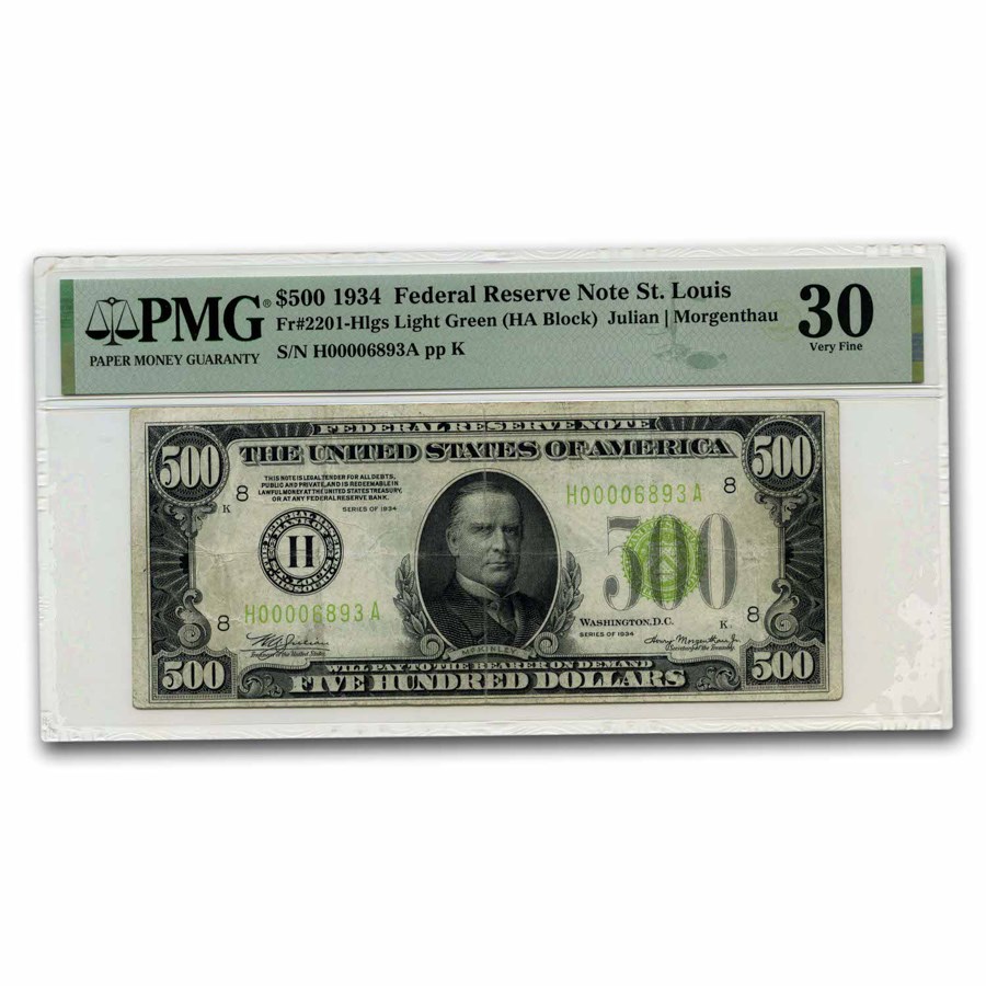 1934 (H-St. Louis) $500 FRN VF-30 PMG (Fr#2201-H) LGS