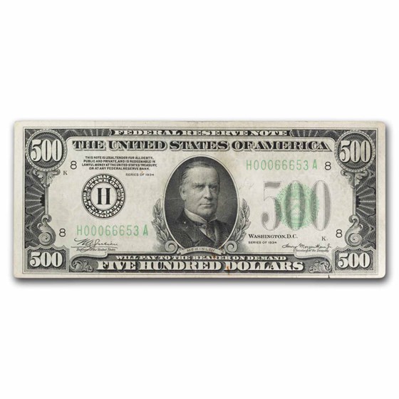 1934 (H-St. Louis) $500 FRN VF (Fr#2201-H) LGS Details