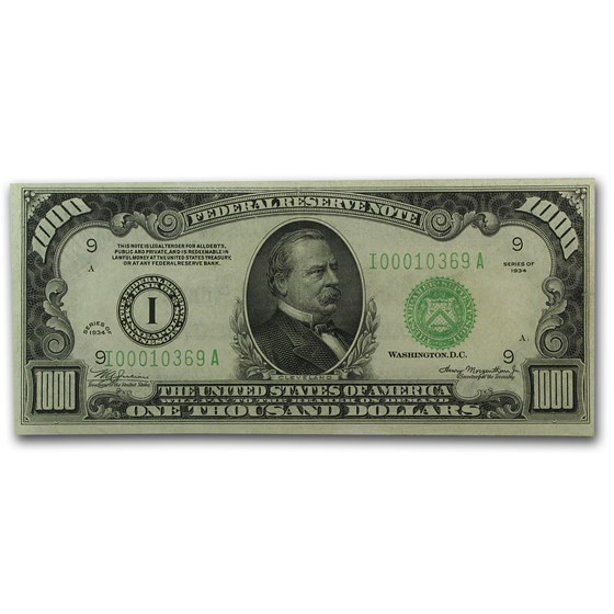 1934 (I-Minneapolis) $1,000 FRN AU 1934 (I-Minneapolis) $1,000 FRN AU