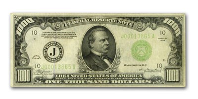 1934 (J-Kansas City) $1,000 FRN Fine Details 1934 (J-Kansas City) $1,000 FRN Fine Details