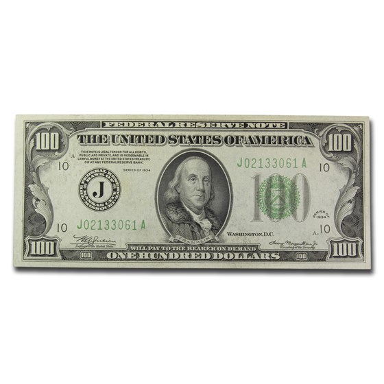 1934 (J-Kansas City) $100 FRN CU (Fr#2152-J) DGS