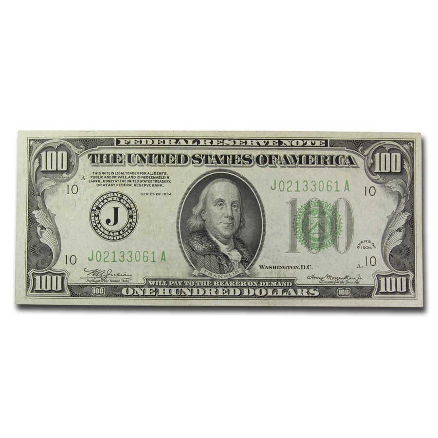 1934 (J-Kansas City) $100 FRN CU (Fr#2152-J) DGS
