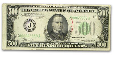 1934 (J-Kansas City) $500 FRN Fine/VF 1934 (J-Kansas City) $500 FRN Fine/VF