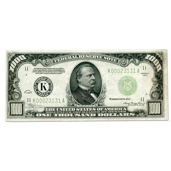 1934 (K-Dallas) $1,000 FRN XF+ 1934 (K-Dallas) $1,000 FRN XF+