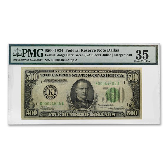1934 (K-Dallas) $500 FRN VF-35 PMG 1934 (K-Dallas) $500 FRN VF-35 PMG