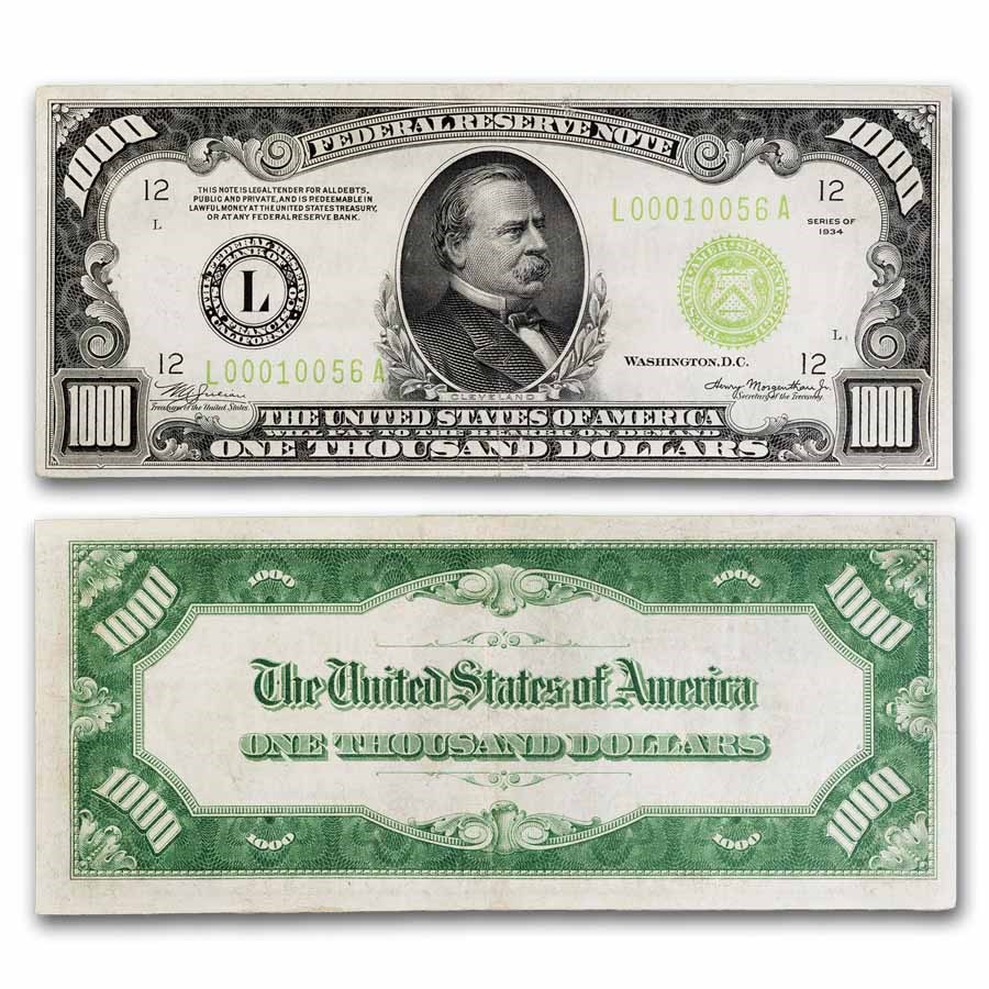 1934 (L-San Francisco) $1,000 FRN VF+ (Fr#2211-L) LGS