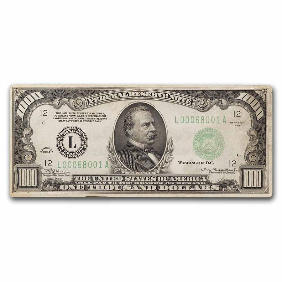 1934 (L-San Francisco) $1,000 FRN VF (Fr#2211-L)