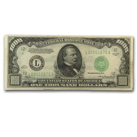 1934 (L-San Francisco) $1,000 FRN XF (Fr#2211-L)