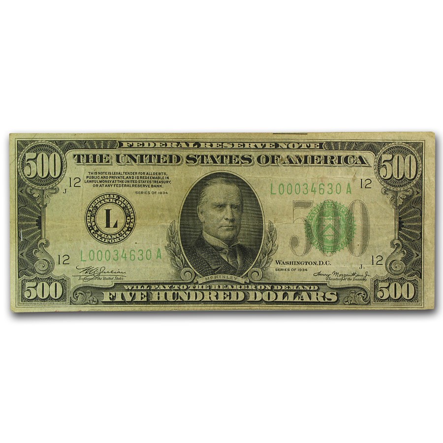 1934 (L-San Francisco) $500 FRN Fine+ (Fr#2201-L)