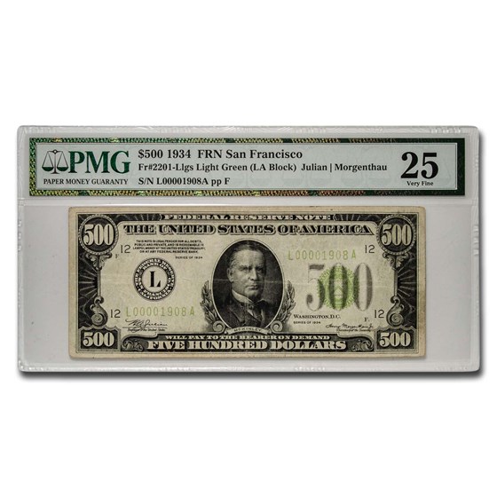 1934 (L-San Francisco) $500 FRN VF-25 PMG (LGS) 1934 (L-San Francisco) $500 FRN VF-25 PMG (LGS)