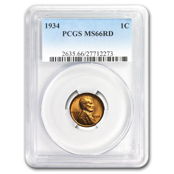 1934 Lincoln Cent MS-66 PCGS (Red) 1934 Lincoln Cent MS-66 PCGS (Red)