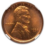 1934 Lincoln Cent MS-67 NGC (Red)