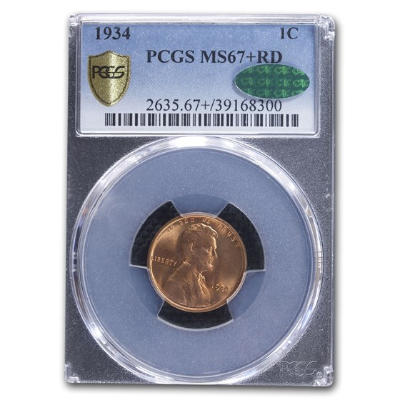 1934 Lincoln Cent MS-67+ PCGS CAC (Red) 1934 Lincoln Cent MS-67+ PCGS CAC (Red)