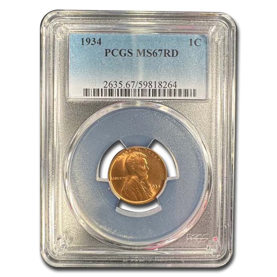 1934 Lincoln Cent MS-67 PCGS (Red) 1934 Lincoln Cent MS-67 PCGS (Red)