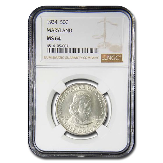 1934 Maryland Tercentenary Half Dollar MS-64 NGC