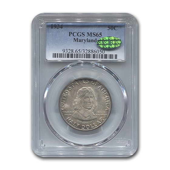 1934 Maryland Tercentenary Half Dollar MS-65 PCGS CAC 1934 Maryland Tercentenary Half Dollar MS-65 PCGS CAC