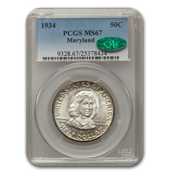 1934 Maryland Tercentenary Half Dollar MS-67 PCGS CAC 1934 Maryland Tercentenary Half Dollar MS-67 PCGS CAC