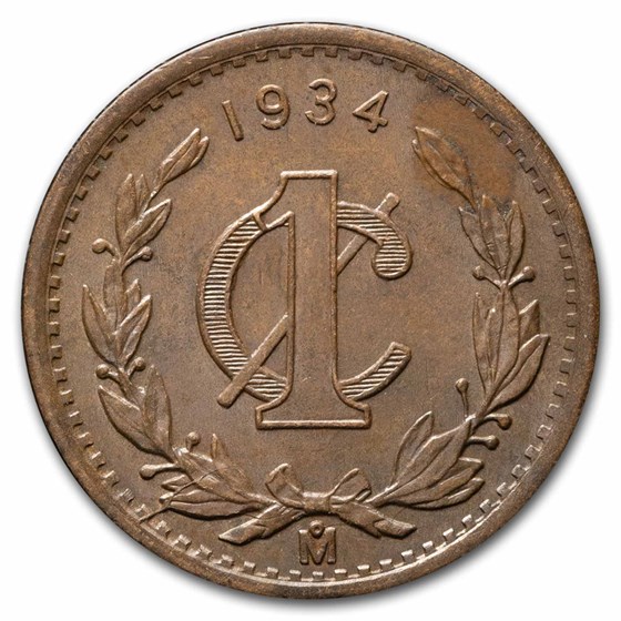 1934 Mexico Bronze 1 Centavo BU 1934 Mexico Bronze 1 Centavo BU