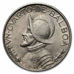 1934 Panama Silver 1/4 Balboa AU