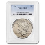 1934 Peace Dollar AU-58 PCGS