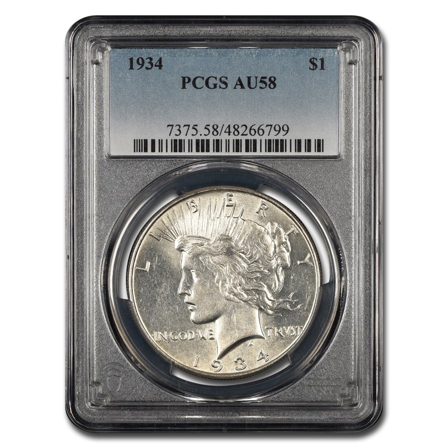 1934 Peace Dollar AU-58 PCGS