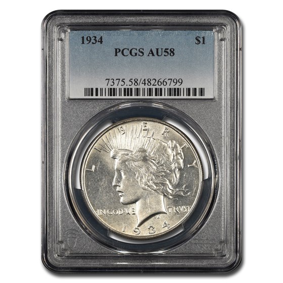 1934 Peace Dollar AU-58 PCGS 1934 Peace Dollar AU-58 PCGS