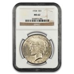 1934 Peace Dollar MS-62 NGC