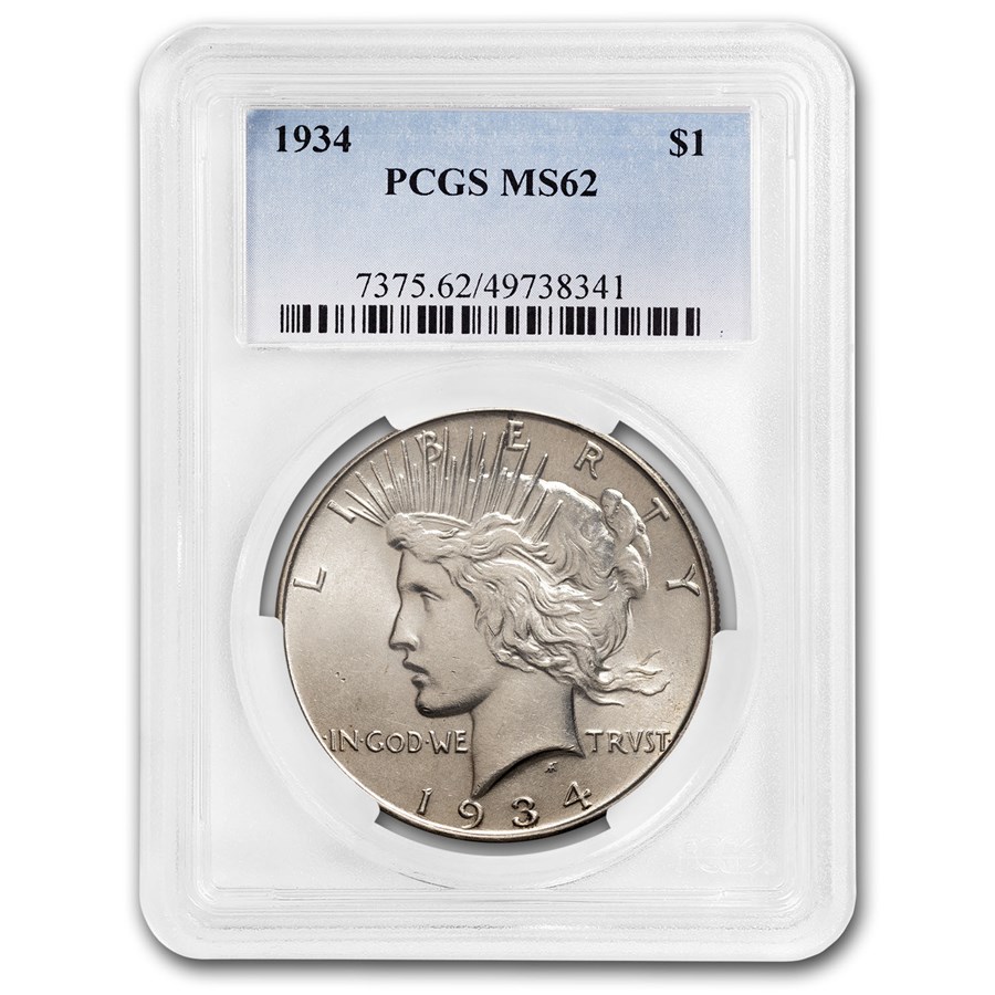 1934 Peace Dollar MS-62 PCGS