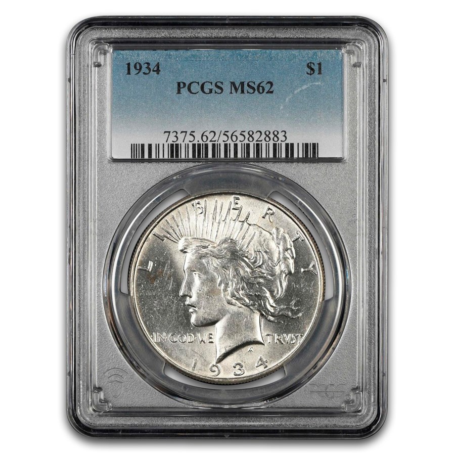 1934 Peace Dollar MS-62 PCGS