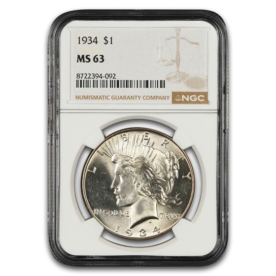 1934 Peace Dollar MS-63 NGC