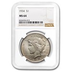 1934 Peace Dollar MS-64 NGC