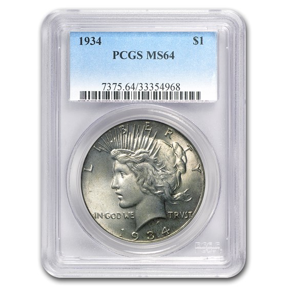 1934 Peace Dollar MS-64 PCGS (Toned) 1934 Peace Dollar MS-64 PCGS (Toned)