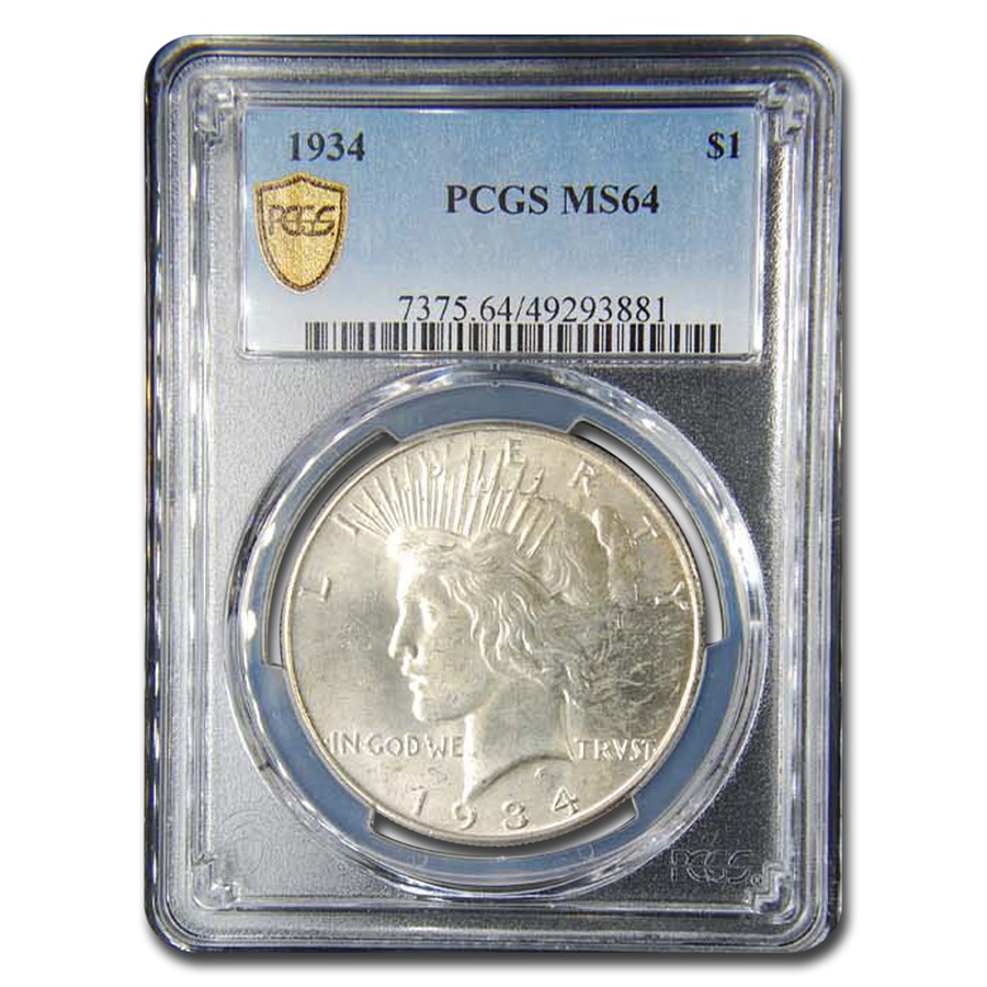 1934 Peace Dollar MS-64 PCGS