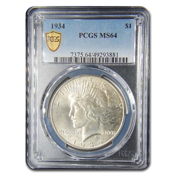 1934 Peace Dollar MS-64 PCGS 1934 Peace Dollar MS-64 PCGS