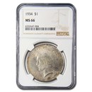 1934 Peace Dollar MS-66 NGC