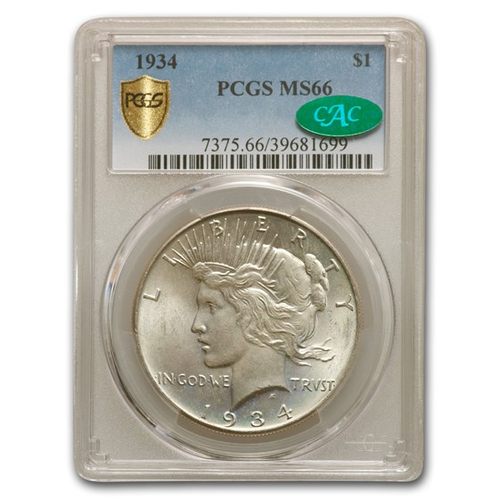 1934 Peace Dollar MS-66 PCGS CAC 1934 Peace Dollar MS-66 PCGS CAC
