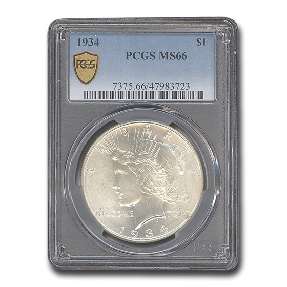 1934 Peace Dollar MS-66 PCGS 1934 Peace Dollar MS-66 PCGS