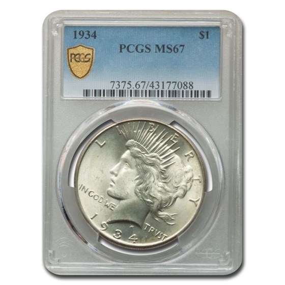 1934 Peace Dollar MS-67 PCGS 1934 Peace Dollar MS-67 PCGS