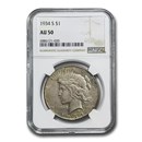 1934-S Peace Dollar AU-50 NGC
