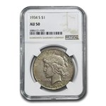 1934-S Peace Dollar AU-50 NGC