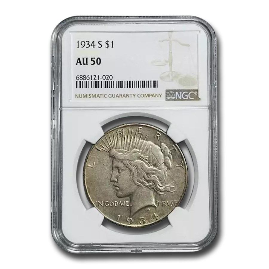 1934-S Peace Dollar AU-50 NGC