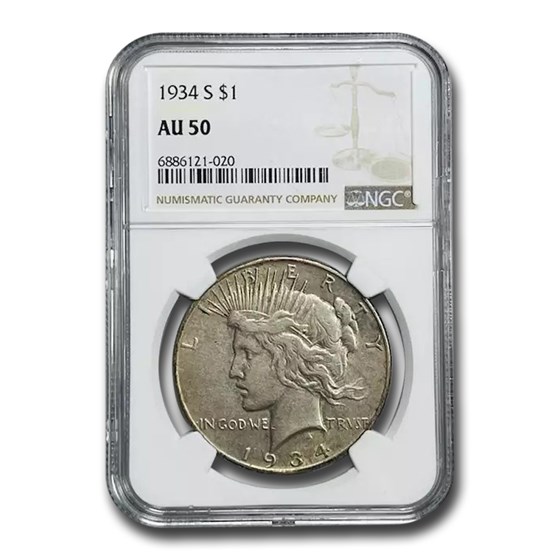 1934-S Peace Dollar AU-50 NGC 1934-S Peace Dollar AU-50 NGC