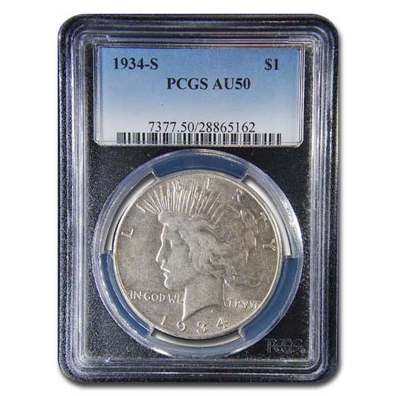 1934-S Peace Dollar AU-50 PCGS 1934-S Peace Dollar AU-50 PCGS
