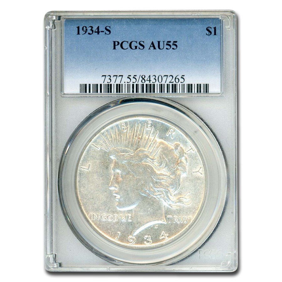 1934-S Peace Dollar AU-55 PCGS