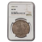 1934-S Peace Dollar AU-58 NGC