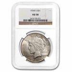 1934-S Peace Dollar AU-58 NGC